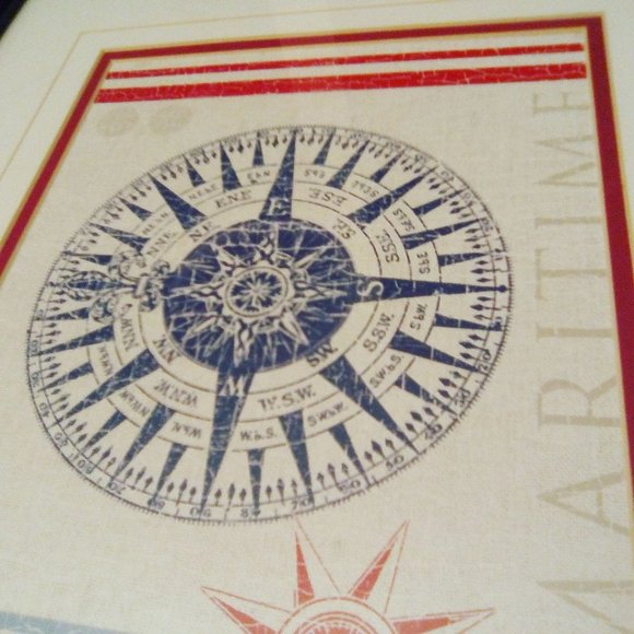 Coastal Navigation compass Maritime Anchors Aweigh prints (2) framed under glass - Picture 5 of 10